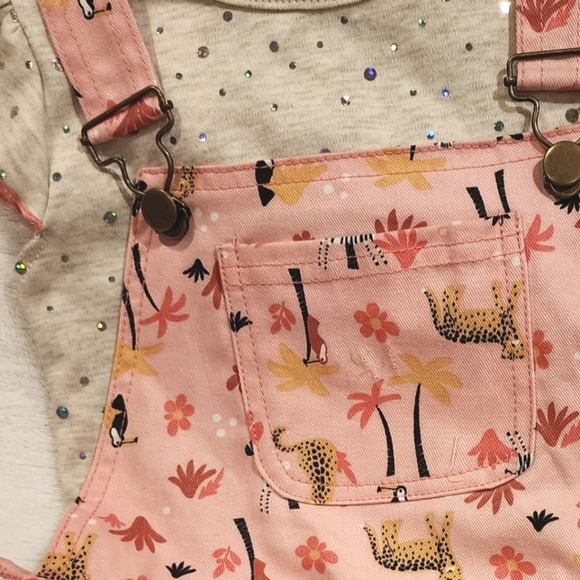 Little Lass 4T Jungle Romper/Overall Short Set - Picture 5 of 5